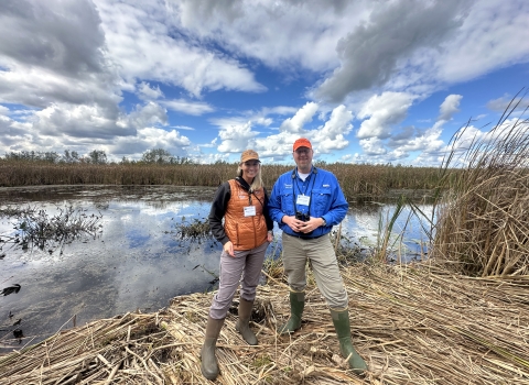Symposium participants on field trip to Cranberry Pond on Lake Ontario in New York.