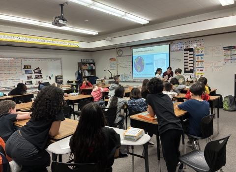 A photo of students from Gabrielle Johnson leading an In-School Junior Duck Stamp Education Program