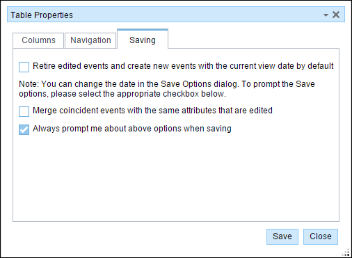 Saving tab Saving tab