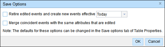Save Options dialog box Save Options dialog box