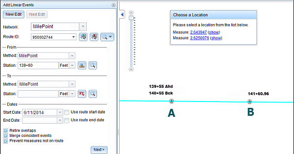 Choose a location for the from measure value Choose a location for the from measure value